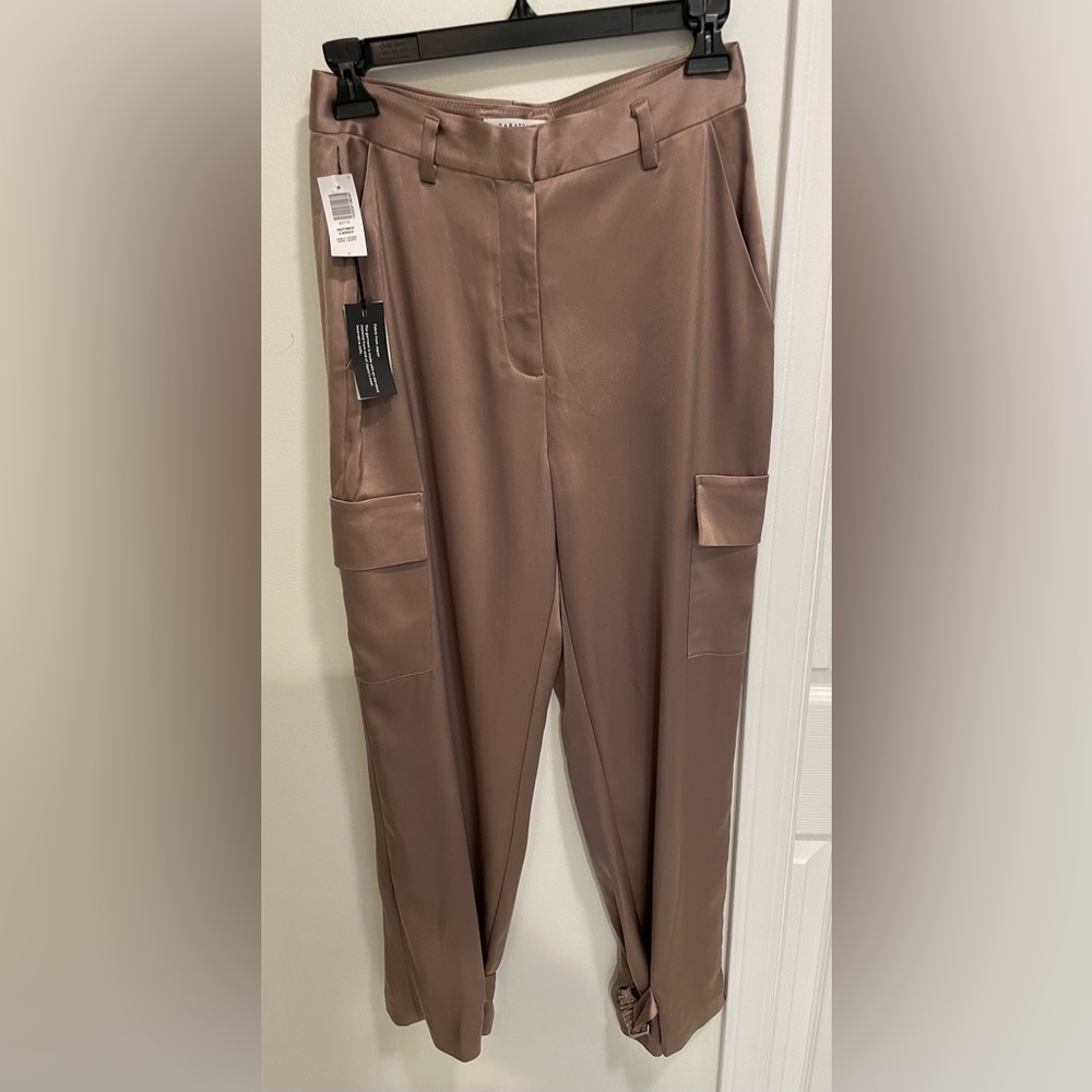 Aritzia refined cargo, high-waisted satin cargo pant
